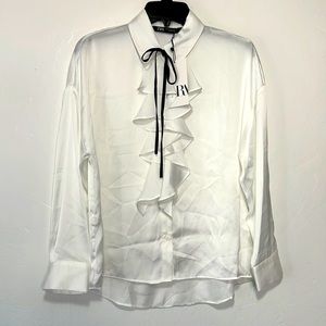 ZARA white button front blouse size Small